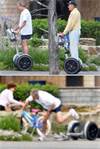 Mr. President _____ off the Segway - a machine designed to make it impossible to fall off...