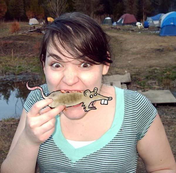 She <u>is</u> very <u>poor</u>. She _______ has to eat <u>rat</u>s... <u>Ick</u>!